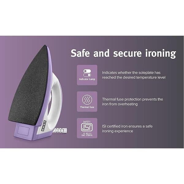 USHA EI Armor 1100 W Dry Iron Purple2 - LXINDIA.COM