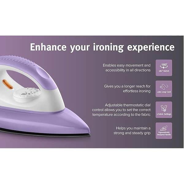 USHA EI Armor 1100 W Dry Iron Purple3 - LXINDIA.COM