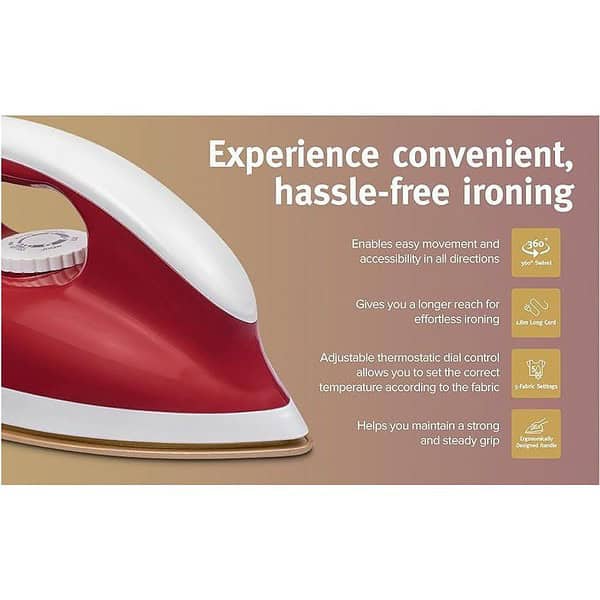 USHA EI Goliath Heavy Weight 1200 Watt Dry Iron Red3 - LXINDIA.COM