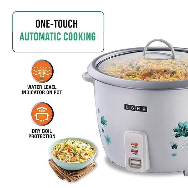 USHA RC10GS1 Steamer 500 Watt Automatic Rice Cooker 1 Litres White3 - LXINDIA.COM