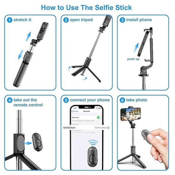 USTINE Extendable Selfie Stick With Wireless Remote And Tripod Stand3 - LXINDIA.COM