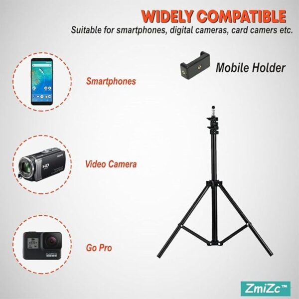 USTINE Portable 7 Feet 84 Inch Long Tripod Stand with Adjustable Mobile Clip Holder3 - LXINDIA.COM