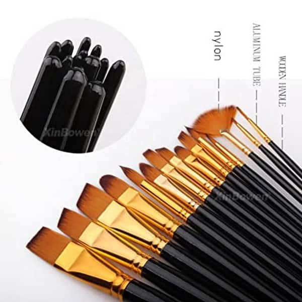 Universal Hub Round Pointed Tip Nylon Hair Artist Acrylic Brush Set of 121 1 - LXINDIA.COM