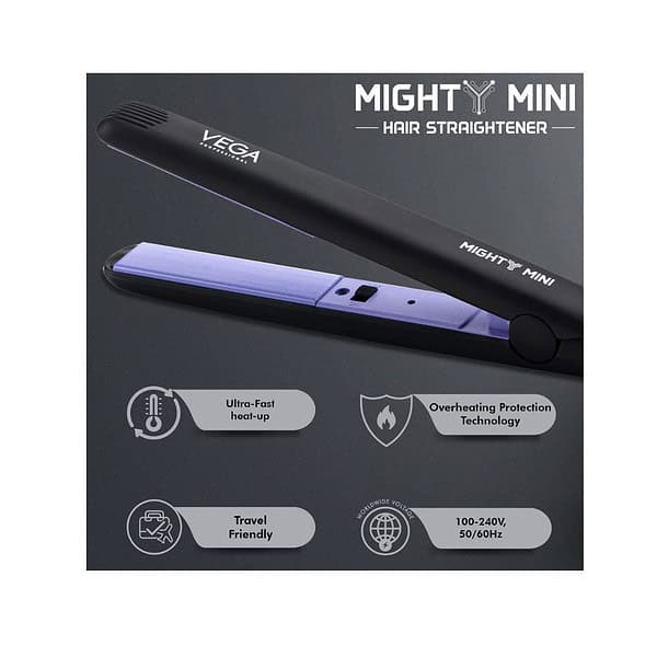 VEGA PROFESSIONAL Mighty Mini Hair Straightener Black VPVHS 10 B - LXINDIA.COM