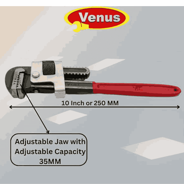 VENUS 10Inch Pipe Wrench Pack of 1 10x250mm1 1 - LXINDIA.COM