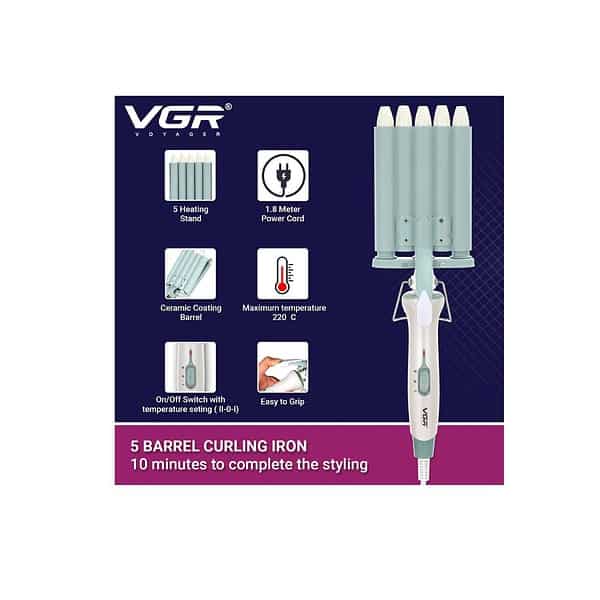 VGR V 597 Professional Electric Hair Curler Styling 5 Barrel with 220° C Max C 1 - LXINDIA.COM