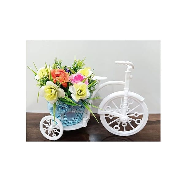 VRB Dec Cycle Shape Flower Vase Modern With Flower Bunches Blue - LXINDIA.COM