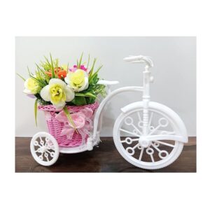 VRB Dec Cycle Shape Flower Vase Modern With Flower Bunches Pink - LXINDIA.COM