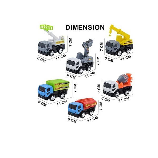 VROOMS and WHEELS Plastic Push and Go Construction Truck set of 6 A - LXINDIA.COM