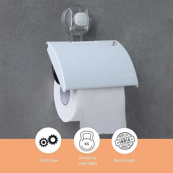 Vacc Fast Vaccum Suction Cup Tissue Paper Roll Dispenser White 3 - LXINDIA.COM