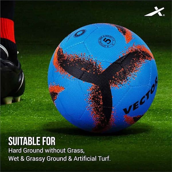 Vector X Neo Rubber Moulded Football with Pump SKY BLACK ORANGE 3 - LXINDIA.COM