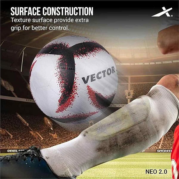 Vector X Neo Rubber Moulded Football with Pump White Black Red 2 - LXINDIA.COM