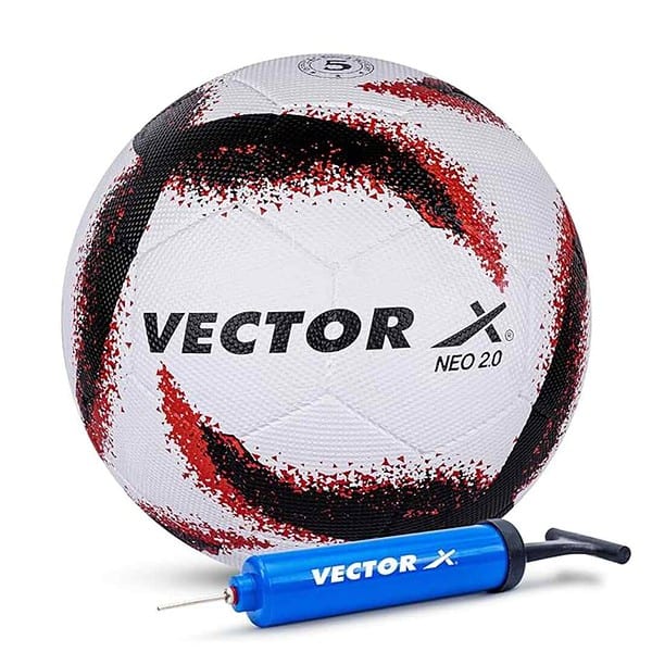 Vector X Neo Rubber Moulded Football with Pump White Black Red - LXINDIA.COM