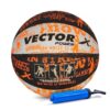 Vector X Power Basketball with Free Air Needle with Pump BLACK WHITE ORANGE - LXINDIA.COM