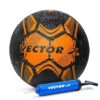 Vector X Street Soccer Rubber Moulded Football with Pump Size 5 BLACK ORANGE - LXINDIA.COM