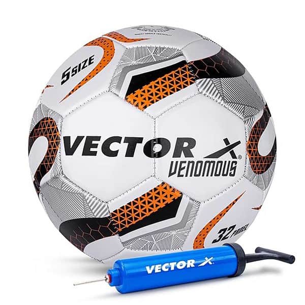 Vector X Vector X Venomous PVC Material Machine Stitched Football White Orange Size 5 - LXINDIA.COM