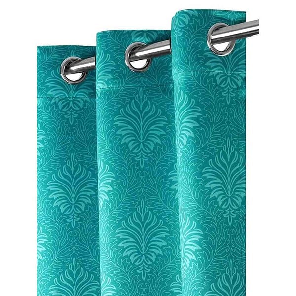 Vendola Printed 2 Piece Polyester Eyelets Blackout Opaque Curtains 7 Feet Leafy Green 3 - LXINDIA.COM