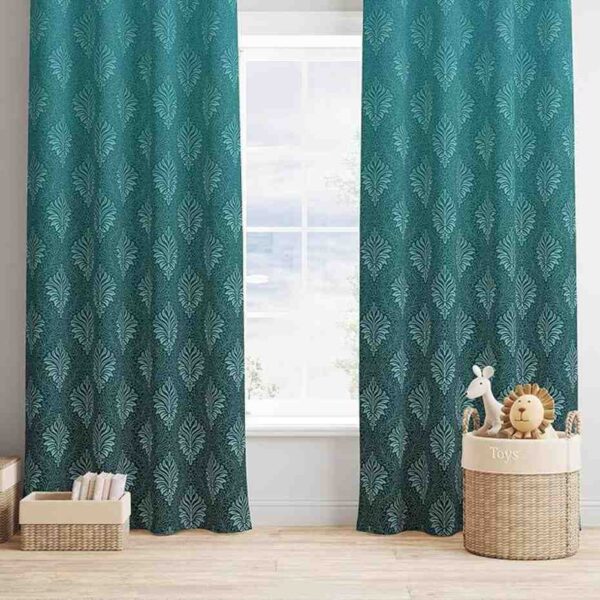 Vendola Printed 2 Piece Polyester Eyelets Blackout Opaque Curtains 7 Feet Leafy Green - LXINDIA.COM