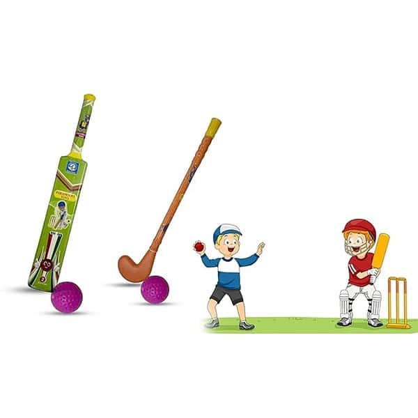 Verbier Kids Hockey Stick with Ball with Cricket Bat with Ball with Free Led Rakhi 1 - LXINDIA.COM