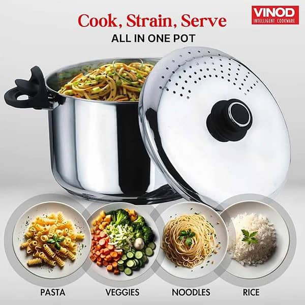 Vinod Stainless Steel Pasts Rice Pot with Strainer lid 4 Litre 3 1 - LXINDIA.COM