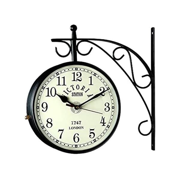 Vintage Product Antique Double Sided Metal Analog Wall Clock 8 Inch Black 1 - LXINDIA.COM