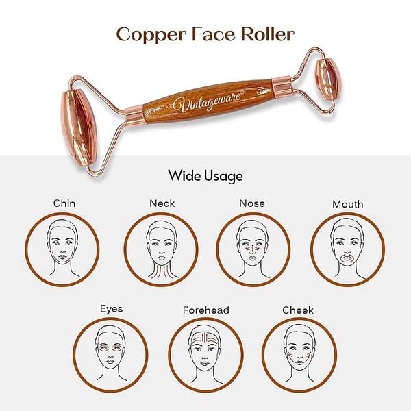 Vintageware copper Face Roller With Gua Sha Massager Combo1 - LXINDIA.COM