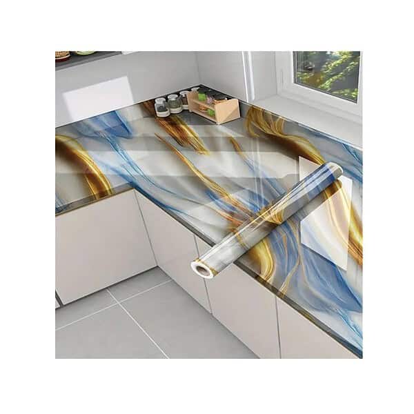 Vinyl Marble Wallpaper Peel and Stick Waterproof Wallpaper JSK New Ocean Gold - LXINDIA.COM