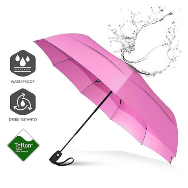 Voltonix Umbrella Automatic Open Travel Umbrella with Wind Vent Pink 2 - LXINDIA.COM