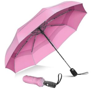 Voltonix Umbrella Automatic Open Travel Umbrella with Wind Vent Pink - LXINDIA.COM