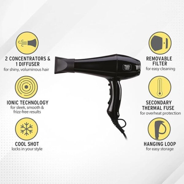 WAHL 5439 024 Super Dry Professional 2000 Watts Ionic Hair Dryer Black 3 - LXINDIA.COM