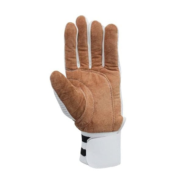 WHITEDOT SPORTS Leather Whitedot Net Albatross Chamois Cricket Wicket Keeping Inner Gloves White Large 2 - LXINDIA.COM