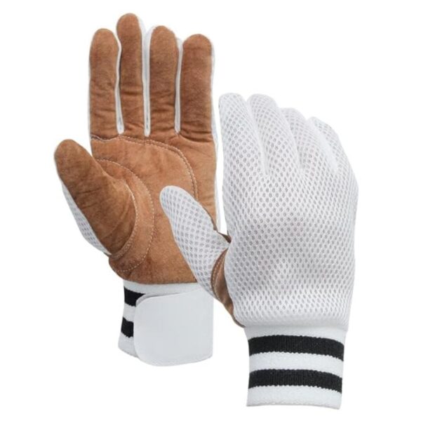 WHITEDOT SPORTS Leather Whitedot Net Albatross Chamois Cricket Wicket Keeping Inner Gloves White Large - LXINDIA.COM