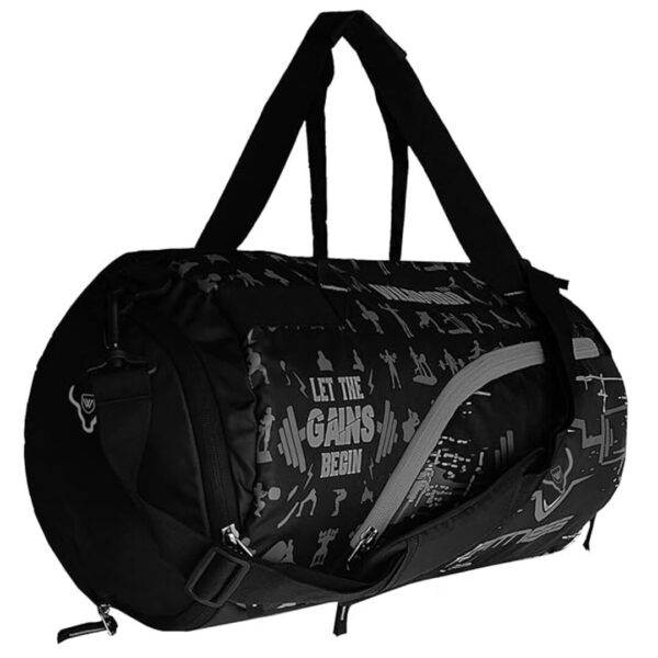 WILD MODA 40L Fitfusion Polyester Gym Bag Black Grey - LXINDIA.COM