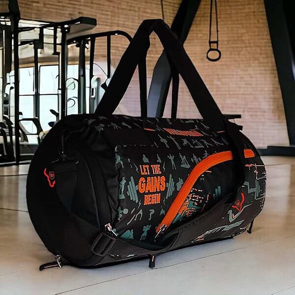 WILD MODA 40L Fitfusion Polyester Gym Bag Black Orange 3 - LXINDIA.COM