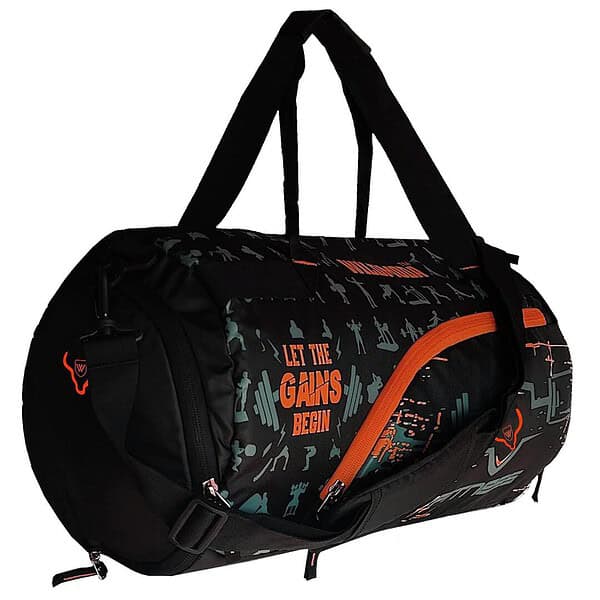 WILD MODA 40L Fitfusion Polyester Gym Bag Black Orange - LXINDIA.COM