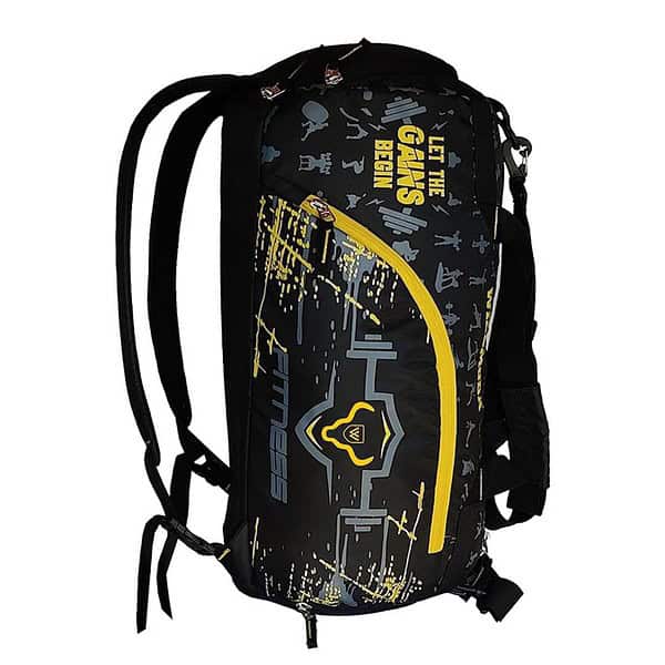 WILD MODA 40L Fitfusion Polyester Gym Bag Black Yellow 3 - LXINDIA.COM