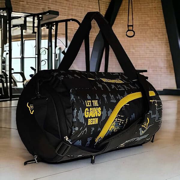 WILD MODA 40L Fitfusion Polyester Gym Bag Black Yellow - LXINDIA.COM