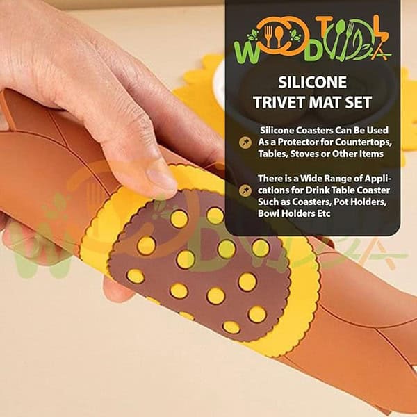 WOODTULA Silicone Trivet Mat Set of 6 Trivets for Pots Hot Dish Set of 6 Big Multi 1 - LXINDIA.COM