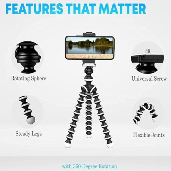 WR Mini Tripod with Phone Mount Flexible Gorilla Stand with Professional Collar Mic1 - LXINDIA.COM