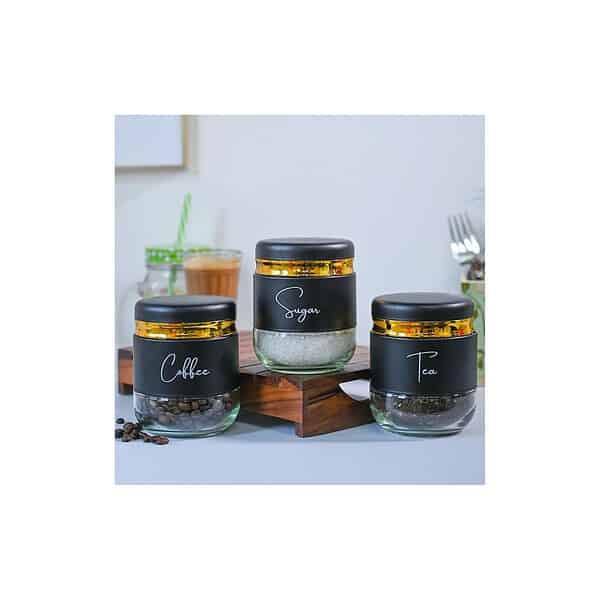 WRINGO 350ML Black Glass Food Storage containers Set of 3 1 1 - LXINDIA.COM