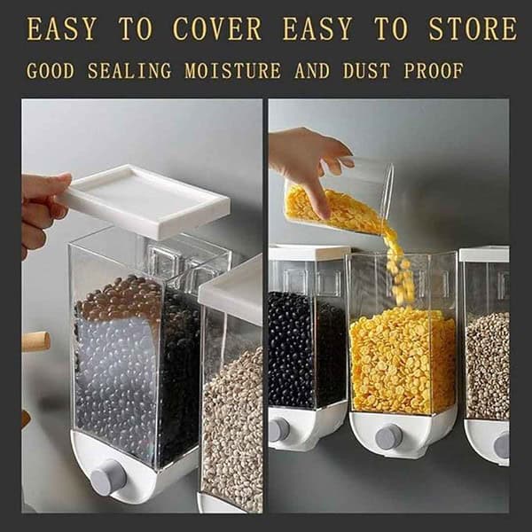 Wall Mounted Grain Storage Box Cereal Dispenser Dry Food Snack Cereal Dispenser 3 - LXINDIA.COM