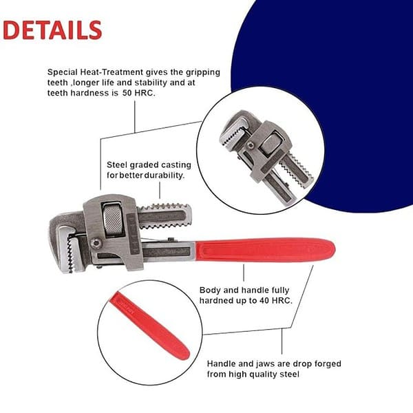 WallVilla 18 Inch Adjustable Heavy Duty Pipe Wrench3 - LXINDIA.COM