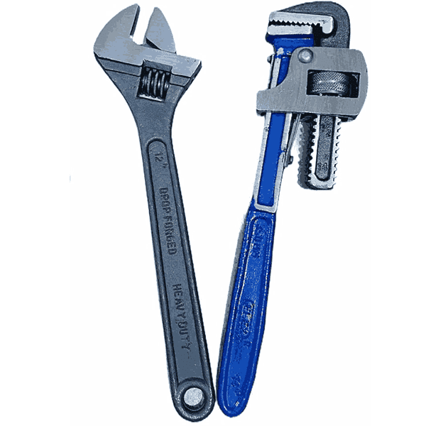 WallVilla Plumber Tool Combo 14inch Pipe Wrench and 12inch Adjustable Wrench - LXINDIA.COM