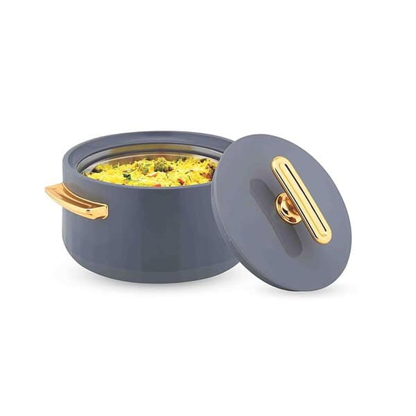 Warmeo Pearl Round shape Inner Steel Casserole 1700 ml Grey - LXINDIA.COM