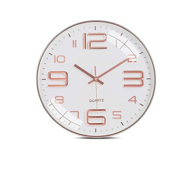 Wazdorf ABS Wall Clock 12 Silent Quartz Decorative Wall Clock Rose Gold - LXINDIA.COM