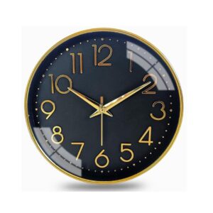 Wazdorf Wall Clock 10 Silent Quartz Decorative Wall Clock Black Golden - LXINDIA.COM