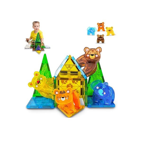 Wembley Magnetic Building Tiles Jungle Safari Construction Set for Kids - LXINDIA.COM