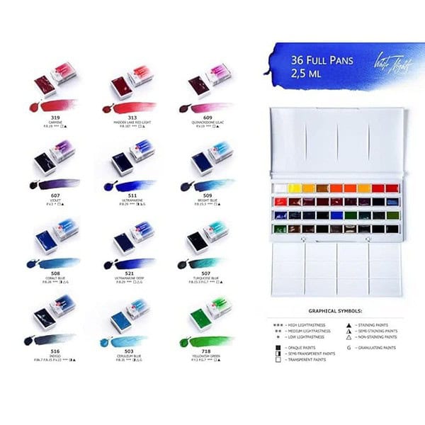 White Nights Artists Water Colour Cake Set of 36 Pans2 - LXINDIA.COM