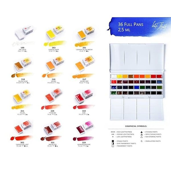 White Nights Artists Water Colour Cake Set of 36 Pans3 - LXINDIA.COM