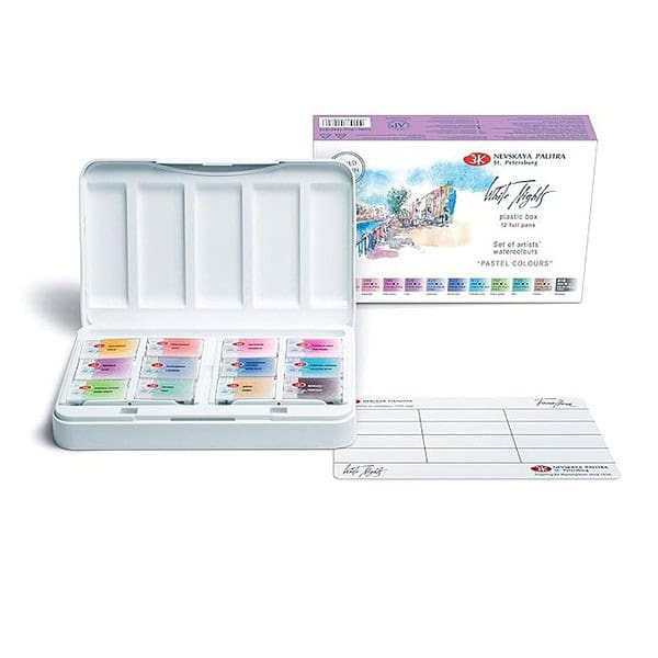 White Nights Artists Watercolours Set of 12 Pastel Colours Plastic Pallete - LXINDIA.COM